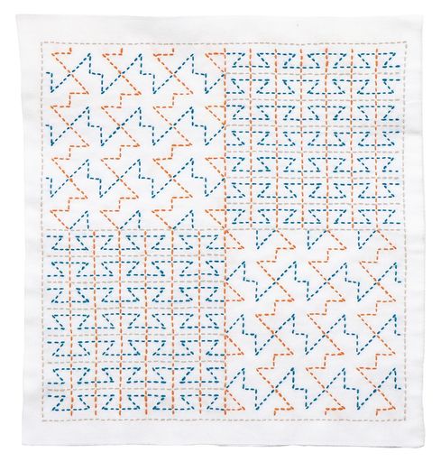 出来上がりサイズ:約34cmx34cm キット内容:晒木綿・刺し子糸・刺し子針・作り方説明書 用意するもの:縫い糸・縫い針・はさみ・アイロン・定規 製作目安時間:約15時間~ 難易度:初~中級者向け