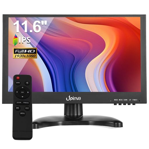 Upinva 12インチ 小型IPSモニター 金属ボディ FHD(1920x1080) HDMI/VGA/AV/BNC 多入力 内蔵スピーカー 対応 【CCTV監視 防犯カメラ DVR PC Nintendo Switch PS5 ゲーム機用