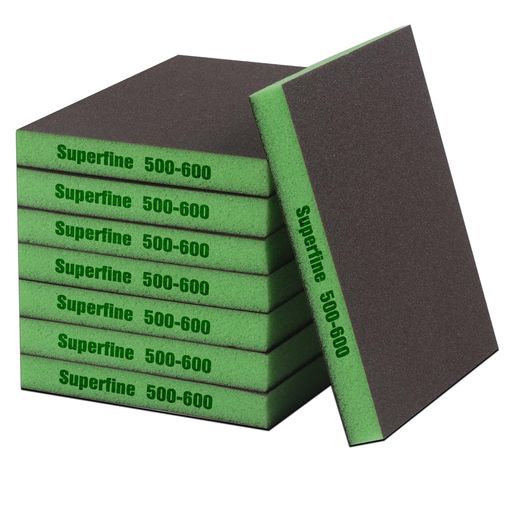 Rakuten - BODHTATスポンジサンドペーパーSuperfine(#500-600)中目スポンジ研磨材耐水ペーパー120x100x13mm耐水ヤスリ紙やすり車金属磨きサビ落としステンレスシンク磨き木工DIY作業に(8枚入)