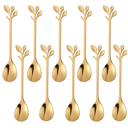 RuiChy 葉柄 ティースプーン 10本セット 全長12cm おしゃれ リーフハンドル コーヒ...