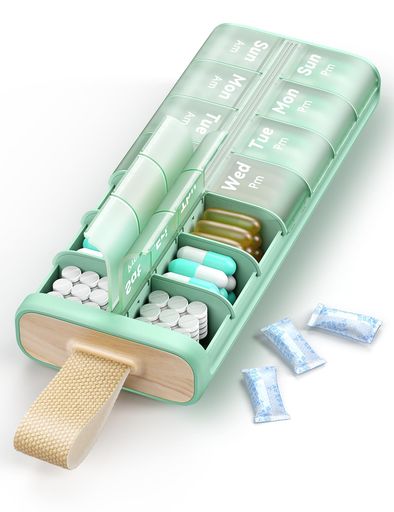 Ideerfitピルケース1週間薬ケース7日間AM・PM1日2回対応サプリメントケース携帯用薬入れハンドル付きPillBoxビタミン・医薬品収納に