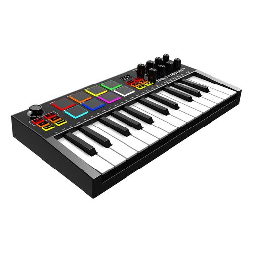 OYAYOMIDIキーボード25鍵ベロシティ対応8個のバックライト付きドラムパッド8個のノブMIDI対応バッテリー内臓ARPアルペジエーターピッチ音楽制作ソフトウェア付属(MK03)