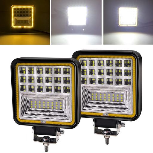 X-STYLE 126W LED作業灯 ワークライト 高輝度 省エネ 白+黄色 12V 24V デッキライト タイヤ灯 車外灯 前照灯 トラック 除雪機 農業機械 現場作業 船舶 集魚灯 トラクター 汎用 ホワイト+イエロー 2…