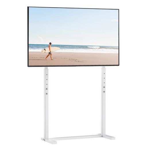 【幅広く対応】32~100インチの大型テレビ/モニターに対応できます。VESA規格(テレビ背面のネジ穴間の距離)が100x100mmから800x400mmまで対応可能で、ほとんどのテレビに対応できます。【仕様】本体サイズ:幅72.5cmx奥行31cmx高さ144.5cm 本体重量:約9kg 耐荷重:40kg 【スタイリッシュで省スペース】余計な装飾のない、シンプルなテレビスタンドです。壁寄せしやすく圧迫感のないデザインで、お部屋のスペースを有効活用できます。一人暮らしなどの狭いお部屋にも最適です。 【穴あけ不要・賃貸OK 】ぴったりと壁に寄り添うスリムデザインで、テレビ台と組み合わせて使うことが可能で、壁に穴を開ける必要がないため、賃貸でも遠慮なく使用できます。 【頑丈・転倒防止】高品質のスチール素材を採用、頑丈な作りで強度に強く、耐荷重は40kgまでとなり、大型テレビでもしっかりと支えてくれます。転倒防止ベルトが付属しており、スタンドを壁に固定できるので、地震で転倒するのを防ぎます。 【高さ調整】スタンドの高さは金具の取り付け位置により調節できるので、使うシーンにより画面を見やすい高さに設置できます。