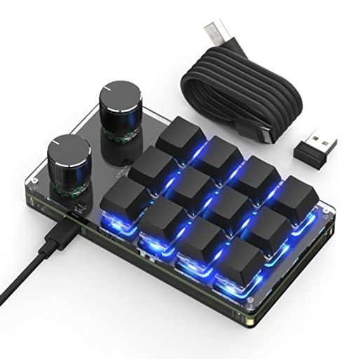 SIKAI CASE 片手キーボード プログラマブル 12キー 2ノブ付き 無線 メカニカル RGB バックライト 左手 ゲーミングキーボード カスタム可能 ショートカットキー 小型 DIYキーボード Windows Linux対…
