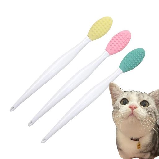 Care Supplies - 猫美容ブラシ1個|角質除去両面猫ブラシ|猫ブラシシリコン|猫ラバーブラシ|猫の汚れたあご掃除ブラシ|猫*両面クリーニングブラシ|柔軟シリコン猫ブラシ1個1pcs(yellow)