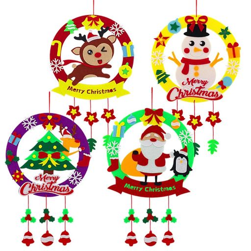 クリスマスの雰囲気を楽しめるDIYリース作りキットです、子供用最適。 4種デザイン、🎅サンタ、トナカイ、雪だるま⛄、クリスマスツリー🎄。可愛くて子供へのクリスマスプレゼントに最高! 手作りが楽しめる: フェルト製の素材で、自己粘着性ある、お子様でも簡単に作れるDIYキットです。 玄関やお部屋に: 完成したリースはクリスマス飾りとして、玄関、庭、窓など所に吊して飾れます。 子ども会のイベントや、クリスマス会、工作教室・クラフト教室などのイベントに最適、みんなでDIYが楽しめます。