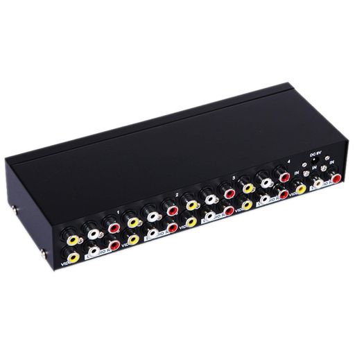 乐天商城 - ES-TuneAV分配器RCAスプリッター1入力8出力映像音声同時分配コンポジット対応金属筐体ノイズ低減技術プラグアンドプレイDVD/TV/監視カメラ対応5V電源対応日本語説明書付き