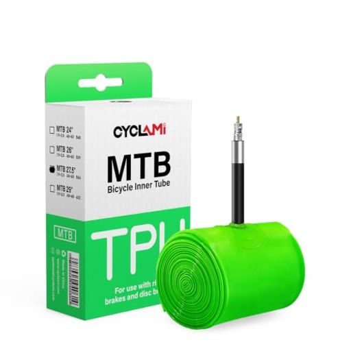 【超軽量】自転車TPUインナーチューブの重量はわずか約63gで、従来のブチルゴム製インナーチューブやラテックス製インナーチューブより約100g軽く、前後の1組で200gの軽量化します。おすすめの方:レーサー、軽さにこだわるハイパフォーマンスライダー。 【マウンテンバイクタイヤサイズに対応】MTB27.5 inch x 1.9-2.5のタイヤサイズに対応しています。 バルブ長:45mm。多くのマウンテンバイクに対応します。 【転がり抵抗の低減】:TPUインナーチューブは従来の200グラムのゴム製チューブよりも軽量でコンパクトな設計となっており、タイヤが生み出す摩擦力を軽減し、最高速度と性能を実現します。自転車レース用に開発されたTPUチューブです。 【耐久性】自転車TPUタイヤチューブは特殊なTPU素材を採用し、耐久性は大幅に向上、さらにTUP素材は耐水性があり、優れた耐荷重性と耐衝撃性を持っています。コンパクトに折りたためるため高い携行性を誇ります。 【注意】初期不良によるエア漏れの場合、ご連絡ください。取り付け前にまず3psiの圧力でごく軽く空気を入れてください。これにより、取り付けがより容易になります。