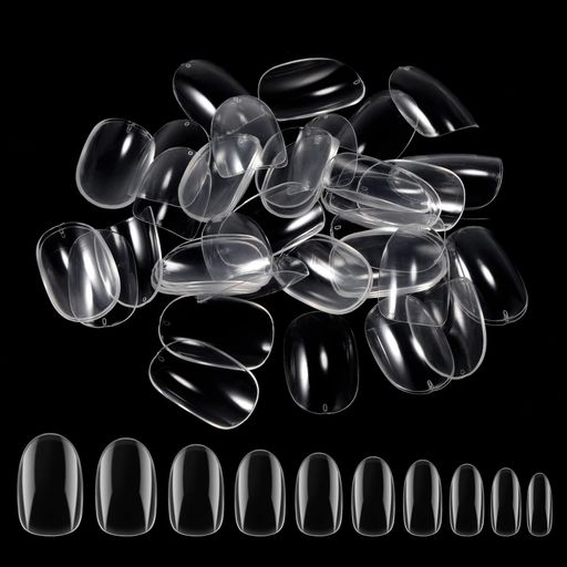 アンフアネイルチップ透明500枚セットバーチャルジェルチップ型モールドハーフチップショートネイル飾りオーバルつけ爪クリア無痕マニキュアDIY短いチップクリア業務用練習用爪にピッ…