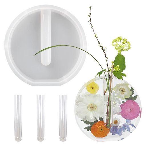 iSuperb DIY 花瓶 六角形 円形 フラワーベース2種類 観葉植物 植木鉢 レジンモールド 植物 花瓶形 水耕栽培 植物栽培容器 試験管 モールド シリコンモールド (円形)