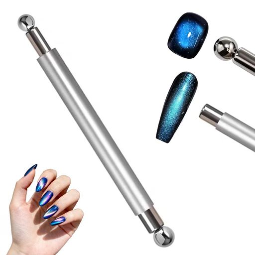 【双頭磁石の設計】8mm+10mmの2種類の規格の球形磁気ヘッドを搭載し、1本で地色展開と細部修飾を完成することができる。鉄球を組み合わせて操作することで、簡単に多様なネイル効果を作ることができます。 【強力な磁力】高磁力は磁気吸着ゲル中の金属粉末を急速に吸着し、簡単にはっきりした立体的な猫の目のベルトと流行の水光感を形成し、ネイル効果はより集中的で、より階層的である。 【滑り止め軽量ボディ】本体は滑り止め砂面技術を採用し、手型にフィットし、握り心地が良く滑りにくい。軽量化設計で長時間の細かい操作でも手が疲れにくい。 【操作が簡単】複雑なテクニックを必要とせず、磁石を球形磁気ヘッドに近づけたり転がしたりするだけで、自然に曲線と模様を描くことができ、初心者でも磁気吸引ネイルの成功率を大幅に高めることができる。 【コンパクトで携帯性】全長わずか9.8 cmで、ポーチや収納袋に収納しやすい。1本でキャッツアイ、ビー玉風、フレンチラインなどの多様なデザインを実現でき、時間と労力を節約してより効率的になる。