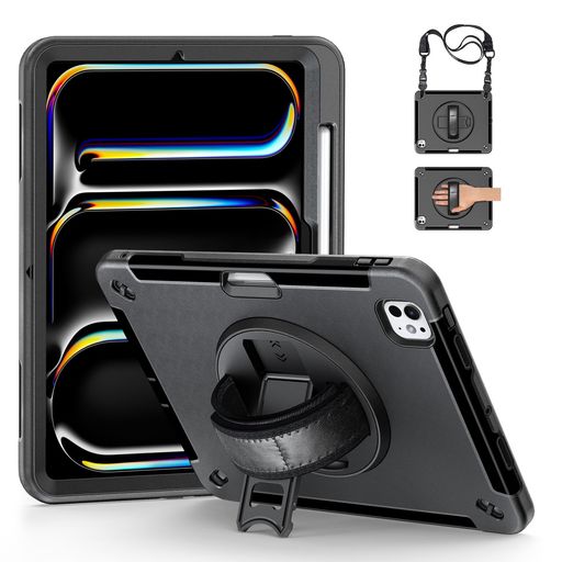 Rakuten - ZenRichiPadPro11インチM4/M5専用ケース耐衝撃頑丈360°回転スタンドペン収納ハンド&ショルダーストラップ保護フィルム付き全面保護2024/2025適格請求書発行可能