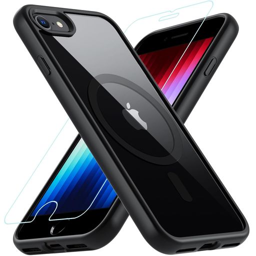 樂天商城 - OWKEYiPhoneSEケースiPhoneSE第3世代第2世代iPhone8カバー【ガラスフィルム付き・MagSafe対応】薄型軽量アイフォンseスマホケース米軍MIL規格耐衝撃レンズ保護ストラップホールマグネット搭載
