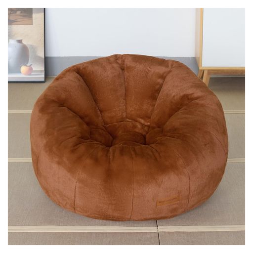 MinComfyWoビーズクッションソファ大きめ(85x80x62cm)ソファークッション大きい滑り止め安全設計ビーズソファ無味豆袋座布団おしゃれ一人暮らしソファ一人掛け1人用座椅子チェアブラウン