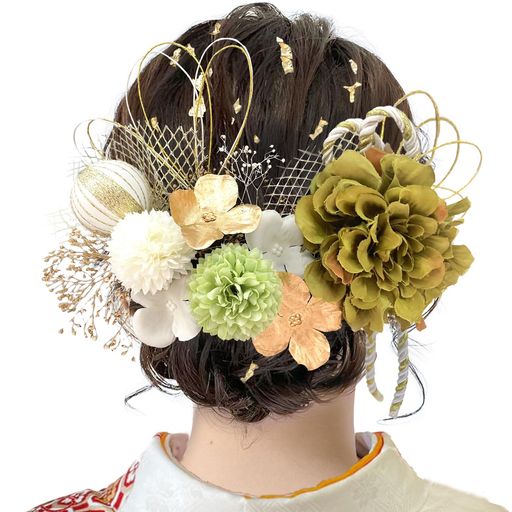 Other - [JZOON]8色展開ドライフラワー髪飾りダリア造花飾り和玉赤ヘアアクセサリー成人式ゴールド水引ヘッドパーツあじさい振袖着物卒業式七五三浴衣袴結婚式かすみ草和装造花手作り専用ケー…