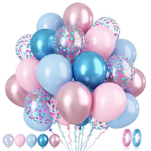 樂天商城 - バルーン風船50個ピンクブルー10インチゴム風船豪華セット誕生日飾り付けラテックス風船紙吹雪風船メタリック風船バースデーパーティー結婚式記念日イベントバルーンブーケお祝い飾…