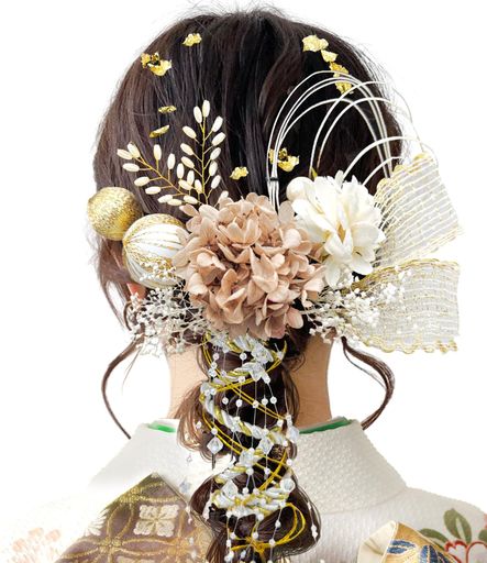 Other - [JZOON]髪飾り9色展開成人式髪飾りドライフラワー袴卒業式和装結婚式振袖プリザーブドフラワー金箔紐アレンジ水引和玉カーキA1604