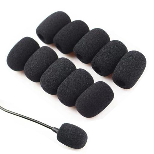 10個セットヘッドセットマイクスポンジ30x8mm交換用インカムマイクカバーヘッドホン風防雑音防止ブラックウインドスクリーン