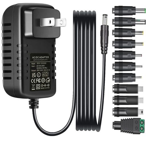 「11種類変換ジャック」汎用5V3AACアダプターパワーサプライ充電器AC右向き矢印DC5v3A2A1A800mA600mA500mA400mA200mA100mA安定化電源アダプターdcアダプター変換アダプター