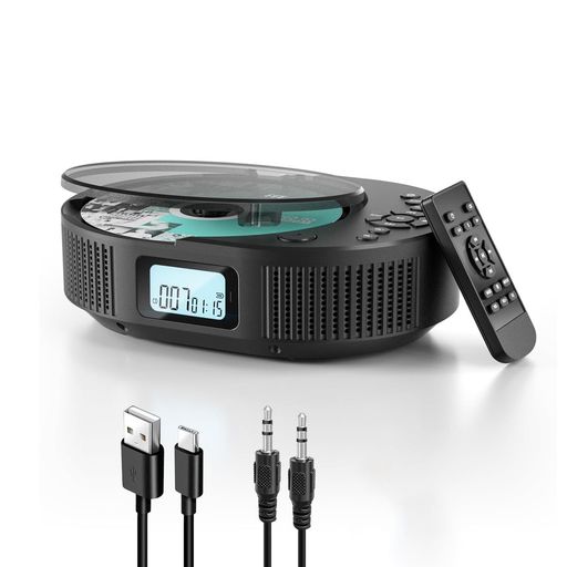 【機能性アップのCDプレーヤー】このポータブルCDプレーヤーはBluetooth 5.0を搭載し、スマートフォンやPCなど、Bluetooth対応機器に保存された音楽をワイヤレスで簡単に再生できます。さらに、FMラジオにも対応しており、AMのラジオ番組もFM周波数で受信できます。本体またはリモコンの「MODE」ボタンを使って、Bluetoothモード、CDモード、FMモード、USBモード、AUXモードなど、5つのモードを簡単に切り替えることができます。 【強化されたサウンドデザイン】迫力ある音のバランス感をより高品位に楽しむため、スピーカーを徹底的に磨き上げました。また、自宅での語学学習やアウトドアでの複数人での音楽鑑賞には、内蔵の15Wスピーカーが便利です。スピーカーは前面に向いているため、より聞き取りやすい音が楽しめます。また、外出時には別途スピーカーを持ち歩く必要がないため、非常に便利です。 【2000mAhバッテリー内蔵】このポータブルCDプレーヤーには、2000mAhの大容量バッテリーが搭載されており、1回のフル充電で約2.5時間の連続再生が可能です。