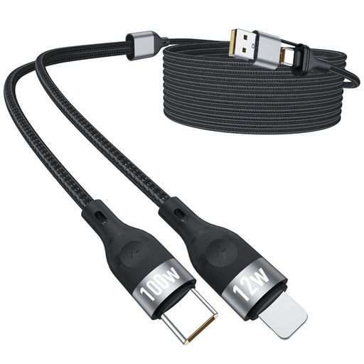 CAFELE 2in2 充電ケーブル USB-CtoUSB-C充電けーぷる 2イン1充電けーぷる USB-C to L usb c PD対応 急速充電 超高耐久 多機種対応