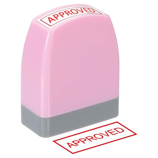 PATIKIL 承認通知スタンプ自動インキング 赤インクオフィススタンププリインクメッセージスタンプ再充填可能なビジネススタンプ ピンク