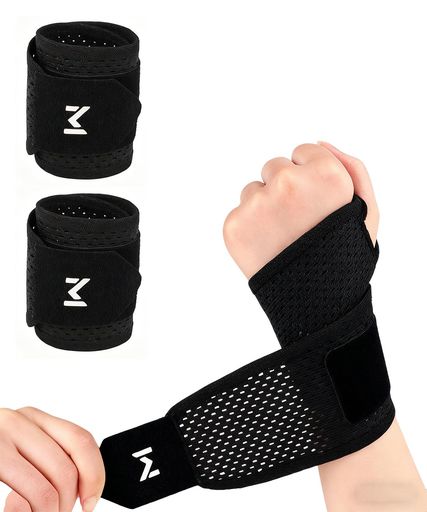 Vitalux 手首サポーター 薄手 強力サポート 二重加圧 通気性 吸汗速乾 男女兼用 フリーサイズ スポーツ 育児 家事 パソコン作業 (ブラック)
