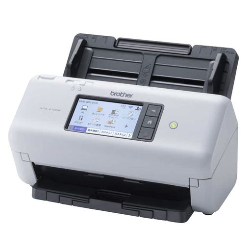 ADS-4700WはA4カラー両面原稿を毎分約40枚/80面の高速読み取りでスキャン。A4原稿を最大80枚まで1度にセットできるので、大量のスキャン業務もスムーズに行えます。 有線・無線LANを標準搭載。ネットワーク上の複数のPCでスキャナーを共有して使用することができます。 スキャン機能・設定を本体タッチパネルから直感的に操作できます。解像度やファイル形式、保存先などの設定を登録できる「ショートカット機能」も搭載し、ワンタッチで登録したスキャン設定を呼び出すことが可能です。 スキャナ―本体からPC操作なしで直接ネットワーク上の共有フォルダや、Eメールの添付ファイルとしてデータを送れるので、原稿をセットしたその場でスキャンジョブを完了できます。 リバースローラー分離機構を採用することで、原稿を1枚ずつ分離して搬送することができます。また、搬送部に設置したセンサーにより、複数枚重なって原稿が送られた時には搬送をストップしてエラーをお知らせします。