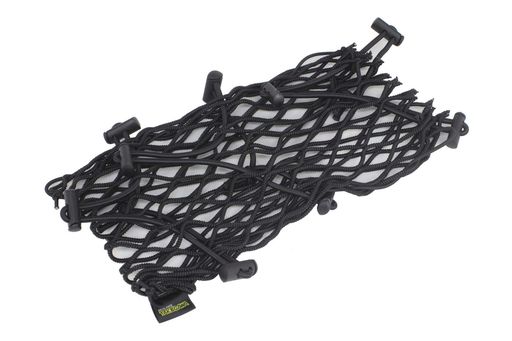 荷物の固定を強化するサポートゴムを採用し、荷物をしっかりと縛ることが出来ます。 通常状態で約250mmx300mmで1マス最大約Φ80程度に広がります。(新品時) ツーリングネットの最大積載荷重:約3kg