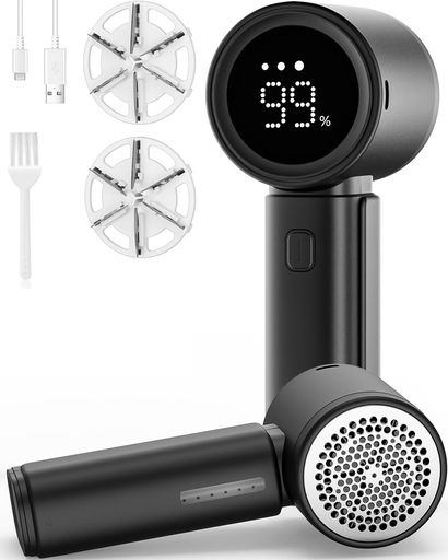毛玉取りけだまとり電動同様蘇る毛玉取り器6枚刃強力切削Type-C充電式液晶ディスプレイ&3段階調整安全装置付き軽量設計衣類/靴下/家庭用/旅行用毛玉クリーナー(ブラック)
