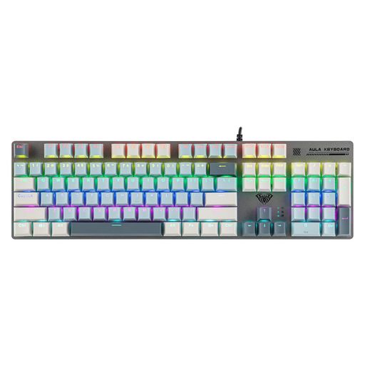 MechLands Aula S500 有線ゲーミングキーボード 100%フルサイズ メカニカルキーボード テンキー付き 104キー NKRO 透光キーキャップ RGBバックライト付き PC & eスポーツ向け 人間工学設計 (Black&Red