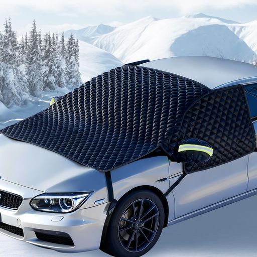 フロントガラス凍結防止シート2025新型車用凍結防止カバー二重層オックスフォード+複合綿厚手軽自動車凍結防止カバー6本ストラップ固定強風雪対策霜よけ側窓とバックミラー保護撥水加…