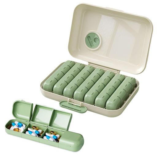 ikbiaピルケース1週間28区分|7日分x4区画携帯用薬入れサプリケース|1日ボックス取り外し可・防湿・大容量|食品級プラスチックBPAフリー|高齢者介護用にも便利|スリム設計で旅行・通勤・出…