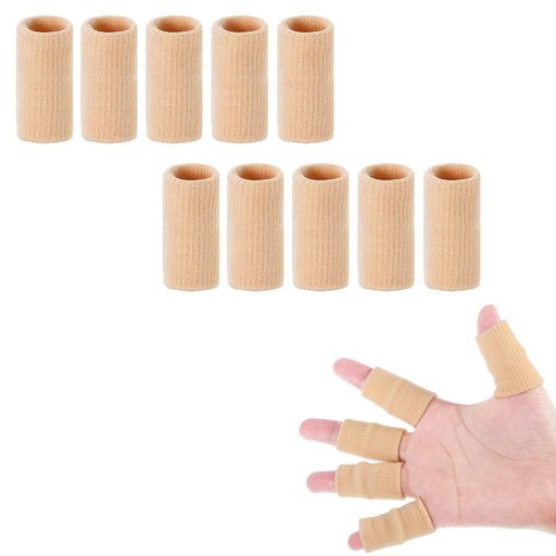 Rakuten - サムコス指サポーター手指保護フィンガー10本セット左右兼用指関節ガード突き指指関節固定用バスケテニススポーツ登山作業男女兼用(肌色)