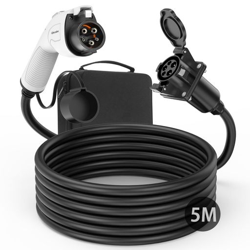 Qkcabo 32A 電気自動車 充電器延長ケーブル 5M 100–240V対応 3KW 6KW EV充電ケーブ...