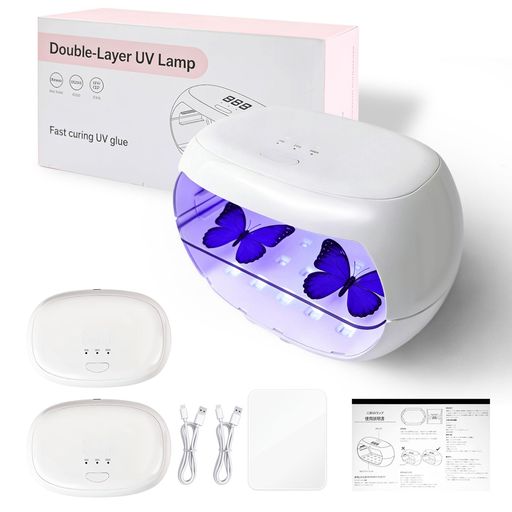 【36W高出力30個LEDランプ】36W高出力設計を採用し、上下二層に30個LEDランプを搭載!レジン硬化ゴールデンウェーブレングスを安定供給厚みのあるレジン作品でも内部までムラなく硬化させ、レジンアクセサリー透き通る質感をしっかりと保持。パワーと精密な光学設計を両立させ、効率的な创作をサポートします! 【2in1両面光源】360°全方位で均一に硬化!プロジェクトサイズに応じて使用モードを柔軟に切り替え可能片側単体で使用すると、即座にスタンド型またはハンドヘルド式のレジン硬化ランプに変身;両側を組み合わせれば、全シーンを強力にカバー。
