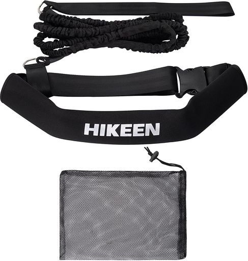 Hikeen スイムトレーニングベルト 4m 伸縮コード付き 水泳用 練習用品 固定式 その場で泳ぐ 水中抵抗ベルト プール・オープンウォーター対応 安全ハーネス 最大ウエスト約114cm