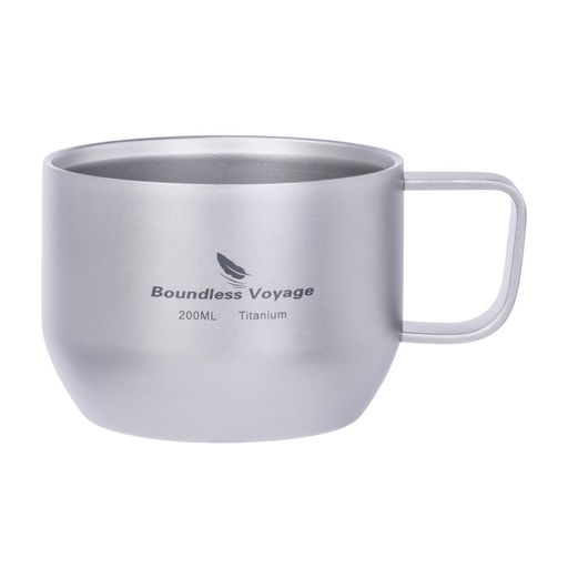 Boundless Voyage チタンマグカップ コーヒーカップ 200ml 原色/結晶シルバー ダブルウォールマグ 軽量 二重構造 耐熱 コップ アウトドア キャンプ用品 ミニコーヒースプーン付き(選択可)Ti3086D (…