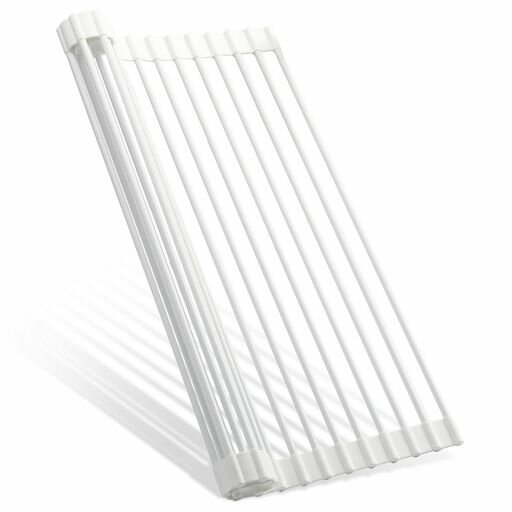 樂天商城 - 水切りラックRoamall食器置き乾燥ラック52x33cmキッチン収納用折り畳み抗菌シリコン省スペース(白52x33cm)