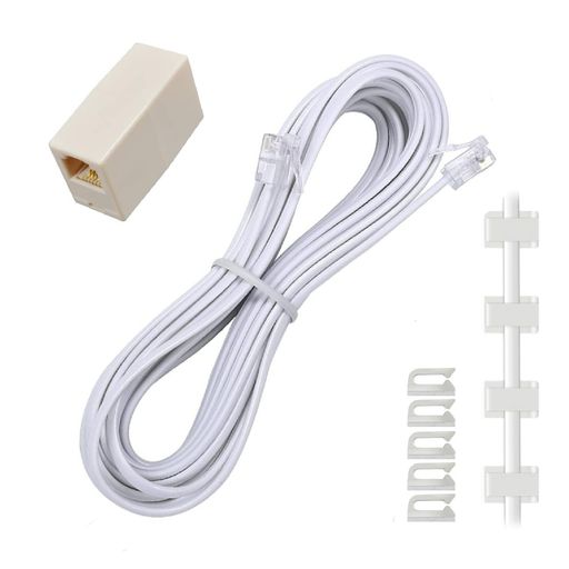 【SENSABLISS】電話線 5M モジュラーケーブル 6極4芯 RJ11 6P4C 電話延長コード オステレホンケーブル コネクタ 純銅線コア RJ11アダプターストレート インラインカプラー 中継延長アダプタ 爪折…