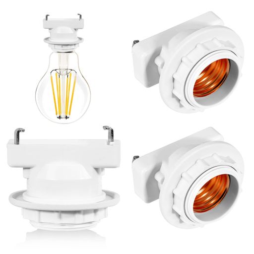 Aiwode 角型引掛けランプソケットE26口金、引掛シーリング用 電球ソケット ランプソケット、led対応 ペンダントライト、工事不要 取り付け簡単、PSE認証(白い、3個入り)