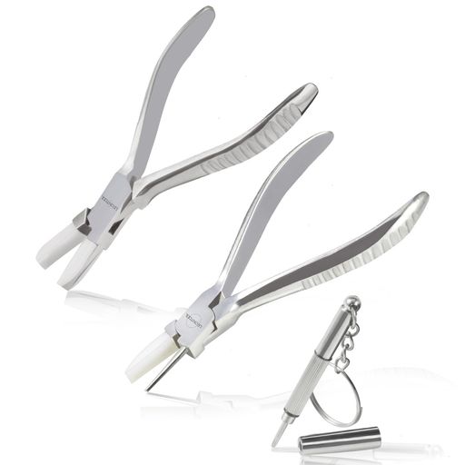 Tool Kits - LEONTOOLテンプル用ヤットコやっとこメガネ修理工具メガネ調整ペンチ2点セット丸やっとこ丸ペンチ眼鏡メンテナンスアジャストプライヤー精密ドライバー付属鼻パッド交換テンプル開き調…