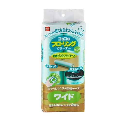 乐天商城 - ニトムズコロコロスペアテープフローリングクリーナーみどりワイド25周2巻入静電気吸着フローリングタタミ網戸広幅テープ替え240mm幅C1780
