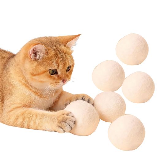 GOODCHI猫おもちゃボール天然ウールボール6セット直径5cm静音設計隙間に入りにくい運動不足解消ストレス軽減豊容嗅覚用知育猫用コロコ..