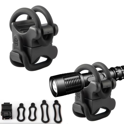 【幅広いライト径に対応・汎用設計】直径約10mm〜35mmの円筒型懐中電灯に対応。付属の大小2種類のゴムリングにより、さまざまなサイズのライトや自転車ハンドルにしっかりフィットします。 【夜間走行の安全性アップ】ライトをハンドルに固定することで、手持ちの負担を軽減し、安定した照射が可能。夜間走行や暗い道での視認性を高め、安全なライディングをサポートします。 【高品質素材・耐久性抜群】ホルダー本体は高品質プラスチック、固定部には弾力性のあるゴム素材を採用。耐摩耗・耐久性に優れ、振動によるズレを防止。安全・環境にも配慮した素材です。 【1分で簡単取り付け】工具不要、わずか1分で取り付け完了。ハンドルやフレームなど、好きな位置に簡単装着可能。初心者でもすぐに使えます。 【角度・向き自由調整】中央のネジを緩めることで、ライトの角度や向きを自由に調整可能。縦向き・横向きどちらにも対応し、走行シーンに合わせた最適な照射が行えます。