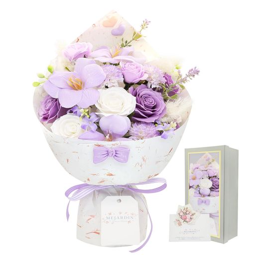 MEJARDIN 人気 母の日 ソープフラワー ブルー 花束 可愛いブーケ フラワーギフト 造花 バレンタイン プレゼント ギフト