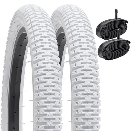YunSCM 2本セット,16 1.95 タイヤ ホワイト,16x1.95 53-305 自転車タイヤ カラー + 16x1.75/2.125 チューブ 米式バルブ32mm,適用 16インチ 1.95 マウンテンバイク、クロスバイク,Y-263(白)