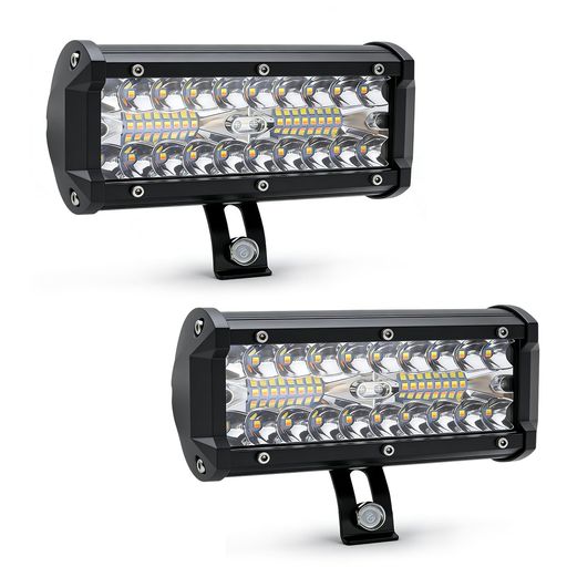 X-STYLE LED作業灯 黄色 72W ワークライト 12V 24V 広角 デッキライト タイヤ灯 車外灯 前照灯 トラック 除雪機 農業機械 現場作業 船舶 集魚灯 汎用 イエロー 2個入り
