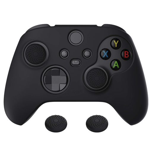 PlayVitalPureXboxSeriesXコントローラーに対応用アンチスリップシリコーンカバースキン、黒い親指グリップキャップ付き、XboxCoreワイヤレスコントローラ対応用ソフトラバーケースプロテクタ…
